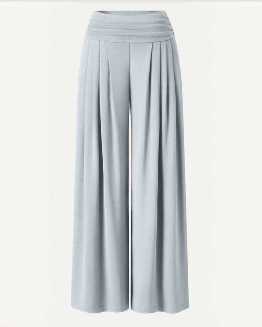 OGL Move Palazzo Pants Womens Large Morning Mist Gray Pull On Pleated Wide Leg